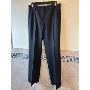 NWOT GUNEX Black Wool Blend Straight Leg Cuffed Pant SZ 4 Made in Italy